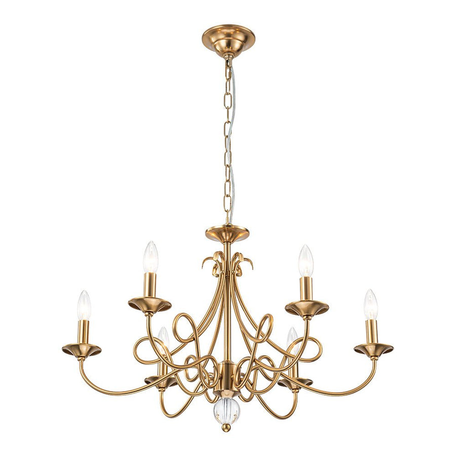 Farmhouze Light - Traditional Luxury Brass 6 - Light Candle Chandelier - Chandelier - Brass - 