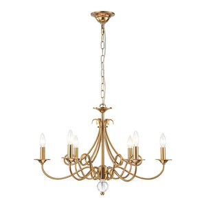 Farmhouze Light - Traditional Luxury Brass 6 - Light Candle Chandelier - Chandelier - Brass - 