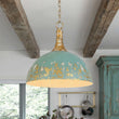 Load image into Gallery viewer, Farmhouze Light - Vintage 1 - Light Gold Green Patina Metal Dome Pendant - Chandelier - 15.7 in - 
