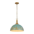 Load image into Gallery viewer, Farmhouze Light - Vintage 1 - Light Gold Green Patina Metal Dome Pendant - Chandelier - 15.7 in - 
