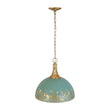 Load image into Gallery viewer, Farmhouze Light - Vintage 1 - Light Gold Green Patina Metal Dome Pendant - Chandelier - 15.7 in - 
