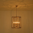 Load image into Gallery viewer, Farmhouze Light-Vintage 4-Light Antique Gold Metal Cylinder Cage Lantern Pendant-Ceiling Light-21.7 in-
