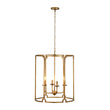 Load image into Gallery viewer, Farmhouze Light-Vintage 4-Light Antique Gold Metal Cylinder Cage Lantern Pendant-Ceiling Light-21.7 in-
