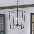 Load image into Gallery viewer, Farmhouze Light-Vintage 4-Light Candle Style Arched Square Cage Pendant-Ceiling Light-Black-
