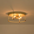 Load image into Gallery viewer, Farmhouze Light-Vintage 4-Light Weathered White Iron Drum Cage Semi Flush-Ceiling Light-13.8 in-
