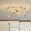 Load image into Gallery viewer, Farmhouze Light-Vintage 4-Light Weathered White Iron Drum Cage Semi Flush-Ceiling Light-13.8 in-
