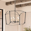 Load image into Gallery viewer, Farmhouze Light-Vintage 5-Light Candle Arched Square Cage Chandelier-Ceiling Light-Black-
