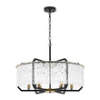 Load image into Gallery viewer, Farmhouze Light-Vintage 6-Light Water Glass Wide Drum Lantern Chandelier-Chandelier-Black-
