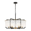 Load image into Gallery viewer, Farmhouze Light-Vintage 6-Light Water Glass Wide Drum Lantern Chandelier-Chandelier-Black-
