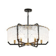 Load image into Gallery viewer, Farmhouze Light-Vintage 6-Light Water Glass Wide Drum Lantern Chandelier-Chandelier-Black-

