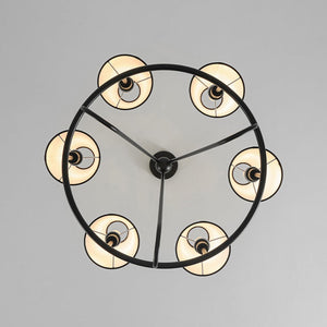 Farmhouze Light - Vintage 6 - Light White Fabric Shade Round Ring Chandelier - Chandelier - 25.6 in - 