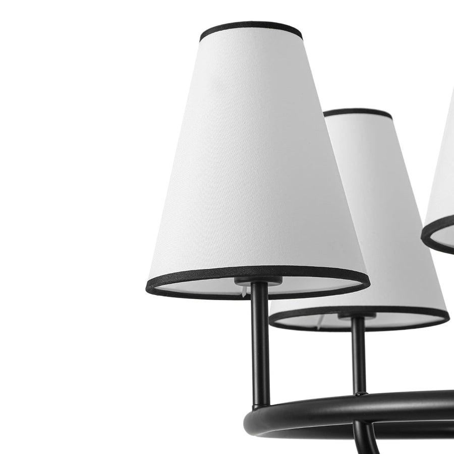 Farmhouze Light - Vintage 6 - Light White Fabric Shade Round Ring Chandelier - Chandelier - 25.6 in - 