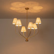 Load image into Gallery viewer, Farmhouze Light-Vintage 6-Light White Pleated Fabric Tiered Candle Chandelier-Chandelier-Brass-
