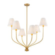 Load image into Gallery viewer, Farmhouze Light-Vintage 6-Light White Pleated Fabric Tiered Candle Chandelier-Chandelier-Brass-
