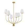 Load image into Gallery viewer, Farmhouze Light-Vintage 6-Light White Pleated Fabric Tiered Candle Chandelier-Chandelier-Brass-
