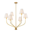 Load image into Gallery viewer, Farmhouze Light-Vintage 6-Light White Pleated Fabric Tiered Candle Chandelier-Chandelier-Brass-
