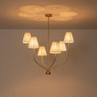 Load image into Gallery viewer, Farmhouze Light-Vintage 6-Light White Pleated Fabric Tiered Candle Chandelier-Chandelier-Brass-
