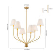 Load image into Gallery viewer, Farmhouze Light-Vintage 6-Light White Pleated Fabric Tiered Candle Chandelier-Chandelier-Brass-
