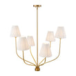 Load image into Gallery viewer, Farmhouze Light-Vintage 6-Light White Pleated Fabric Tiered Candle Chandelier-Chandelier-Brass-
