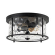 Load image into Gallery viewer, Farmhouze Light - Vintage Black 2 - Light Water Glass Drum Semi Flush Mount - Ceiling Light - Black - 
