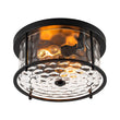 Load image into Gallery viewer, Farmhouze Light - Vintage Black 2 - Light Water Glass Drum Semi Flush Mount - Ceiling Light - Black - 
