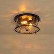 Load image into Gallery viewer, Farmhouze Light - Vintage Black 2 - Light Water Glass Drum Semi Flush Mount - Ceiling Light - Black - 
