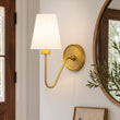 Load image into Gallery viewer, Farmhouze Light-Vintage Brass 1-Light Linen Shade Fabric Vanity Wall Lamp-Wall Sconce-1 Pack-
