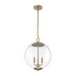 Load image into Gallery viewer, Farmhouze Light-Vintage Brass 3-Light Candle Style Clear Glass Globe Pendant-Pendant-Brass-
