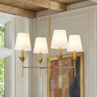 Load image into Gallery viewer, Farmhouze Light-Vintage Brass 4-Light White Fabric Candle Chandelier-Chandelier-4 Bulbs-
