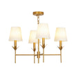 Load image into Gallery viewer, Farmhouze Light-Vintage Brass 4-Light White Fabric Candle Chandelier-Chandelier-4 Bulbs-
