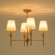 Load image into Gallery viewer, Farmhouze Light-Vintage Brass 4-Light White Fabric Candle Chandelier-Chandelier-4 Bulbs-
