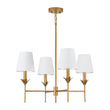 Load image into Gallery viewer, Farmhouze Light-Vintage Brass 4-Light White Fabric Candle Chandelier-Chandelier-4 Bulbs-
