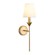Load image into Gallery viewer, Farmhouze Light-Vintage Brass Candle Style 1-Light White Fabric Wall Sconce-Wall Sconce-1 Pack-
