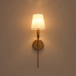 Load image into Gallery viewer, Farmhouze Light-Vintage Brass Candle Style 1-Light White Fabric Wall Sconce-Wall Sconce-1 Pack-
