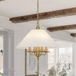 Load image into Gallery viewer, Farmhouze Light-Vintage Brass Candle Style Fabric Round Tapered Lantern Pendant-Chandelier-20 in-
