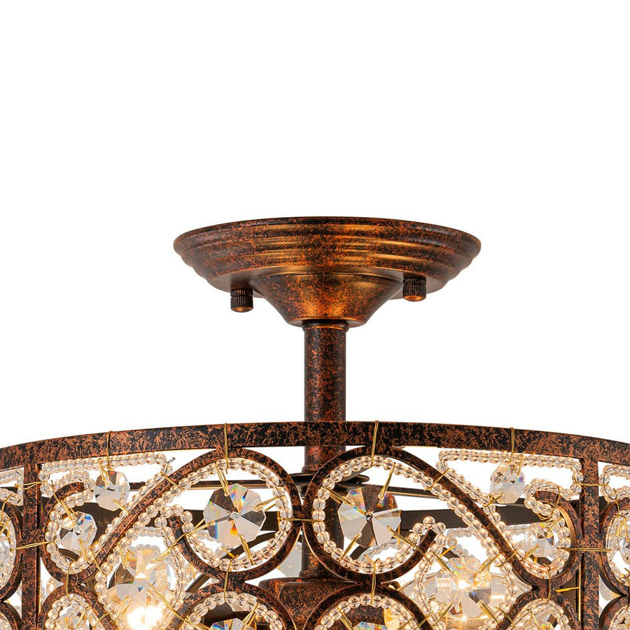 Farmhouze Light - Vintage Bronze Luxe Crystal Drum Lantern Ceiling Light - Ceiling Light - Copper - 