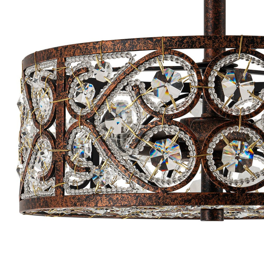 Farmhouze Light - Vintage Bronze Luxe Crystal Drum Lantern Ceiling Light - Ceiling Light - Copper - 