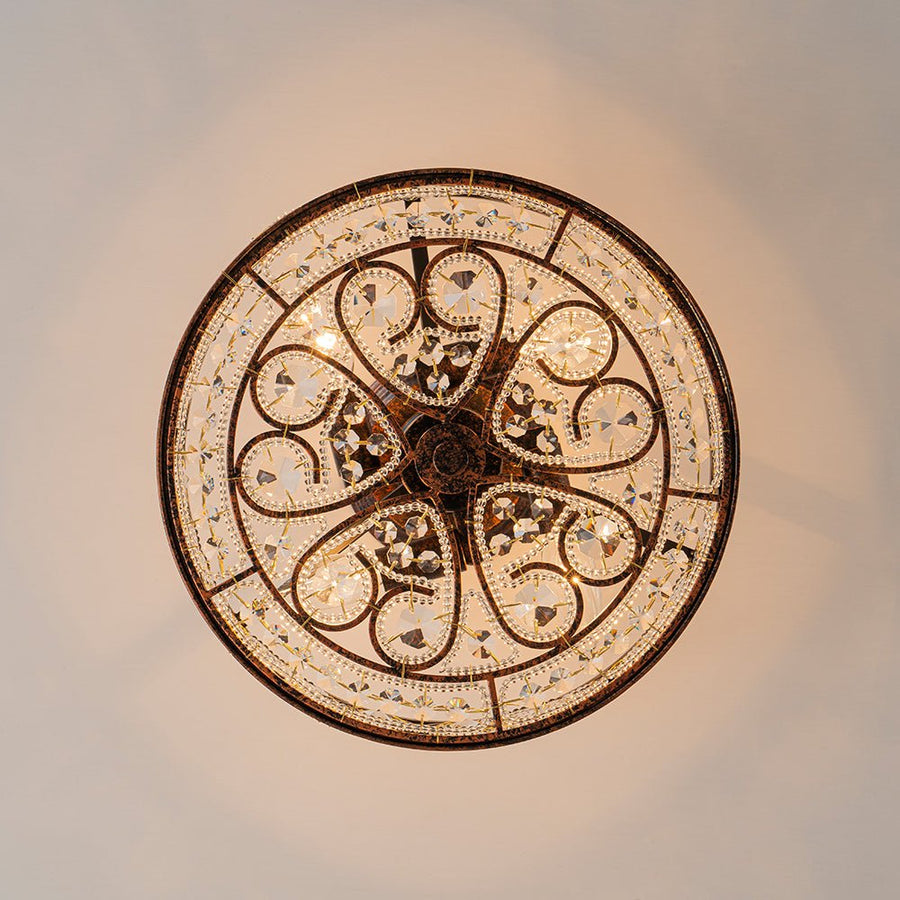 Farmhouze Light - Vintage Bronze Luxe Crystal Drum Lantern Ceiling Light - Ceiling Light - Copper - 