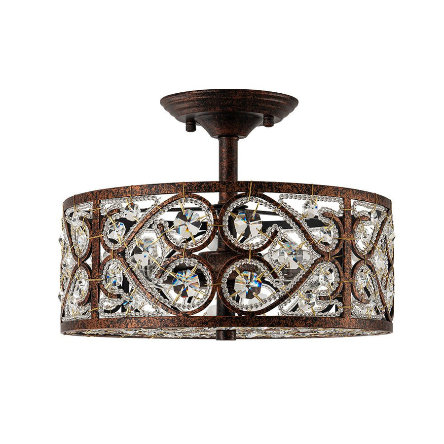 Farmhouze Light - Vintage Bronze Luxe Crystal Drum Lantern Ceiling Light - Ceiling Light - Copper - 