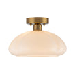 Load image into Gallery viewer, Farmhouze Light-Vintage Chic Opal Glass Petal Edge Semi Flush Ceiling Light-Ceiling Light-Brass-
