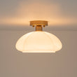 Load image into Gallery viewer, Farmhouze Light-Vintage Chic Opal Glass Petal Edge Semi Flush Ceiling Light-Ceiling Light-Brass-
