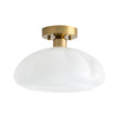 Load image into Gallery viewer, Farmhouze Light-Vintage Chic Opal Glass Petal Edge Semi Flush Ceiling Light-Ceiling Light-Brass-
