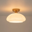 Load image into Gallery viewer, Farmhouze Light-Vintage Chic Opal Glass Petal Edge Semi Flush Ceiling Light-Ceiling Light-Brass-
