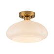 Load image into Gallery viewer, Farmhouze Light-Vintage Chic Opal Glass Petal Edge Semi Flush Ceiling Light-Ceiling Light-Brass-
