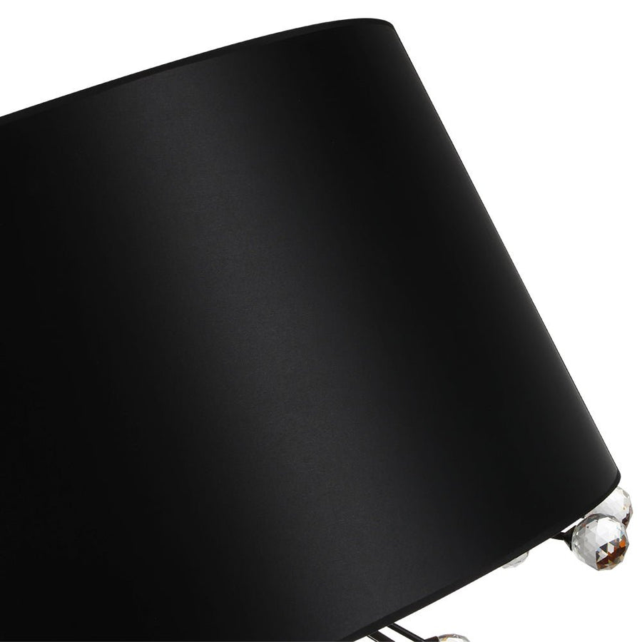 Farmhouze Light - Vintage Crystal Accented Black Fabric Round Cage Chandelier - Chandelier - Black - 