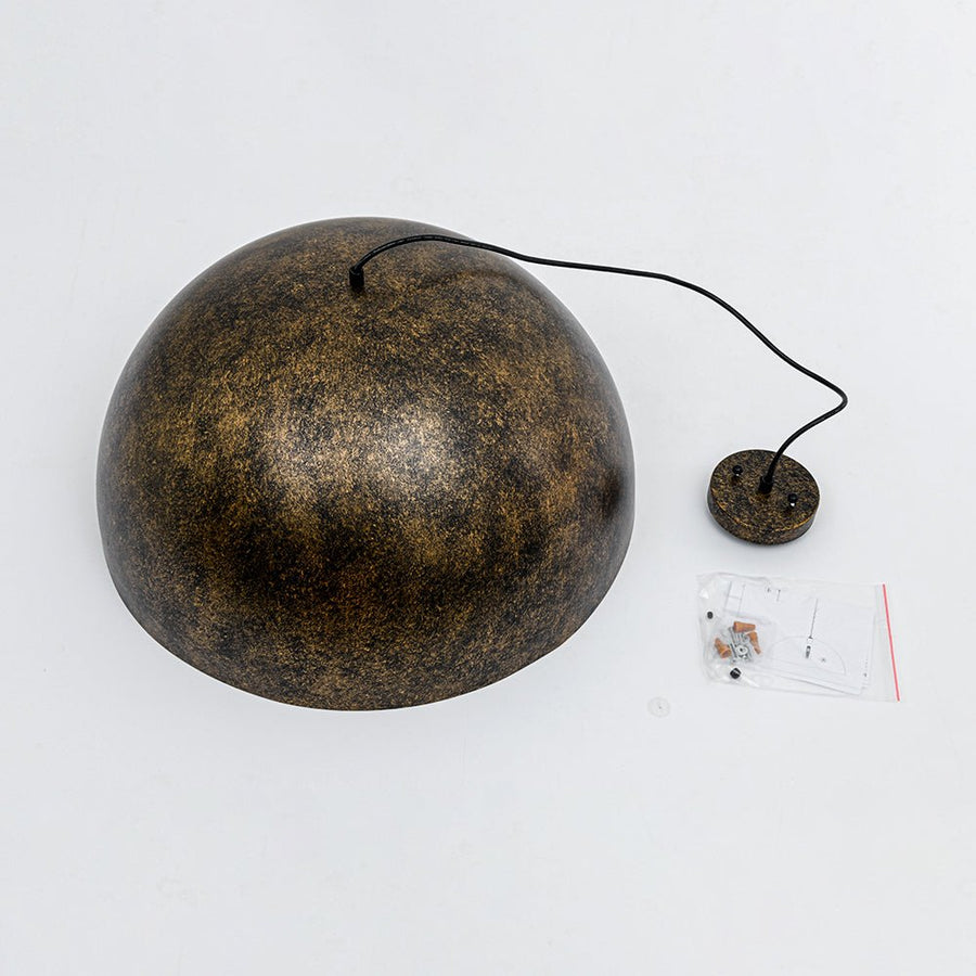 Farmhouze Light - Vintage Distressed Brown Oversized Metal Dome Pendant - Chandelier - 15in - 