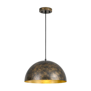 Farmhouze Light - Vintage Distressed Brown Oversized Metal Dome Pendant - Chandelier - 15in - 
