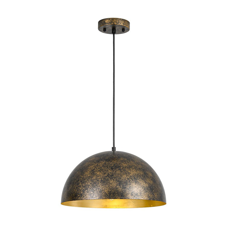 Farmhouze Light - Vintage Distressed Brown Oversized Metal Dome Pendant - Chandelier - 15in - 