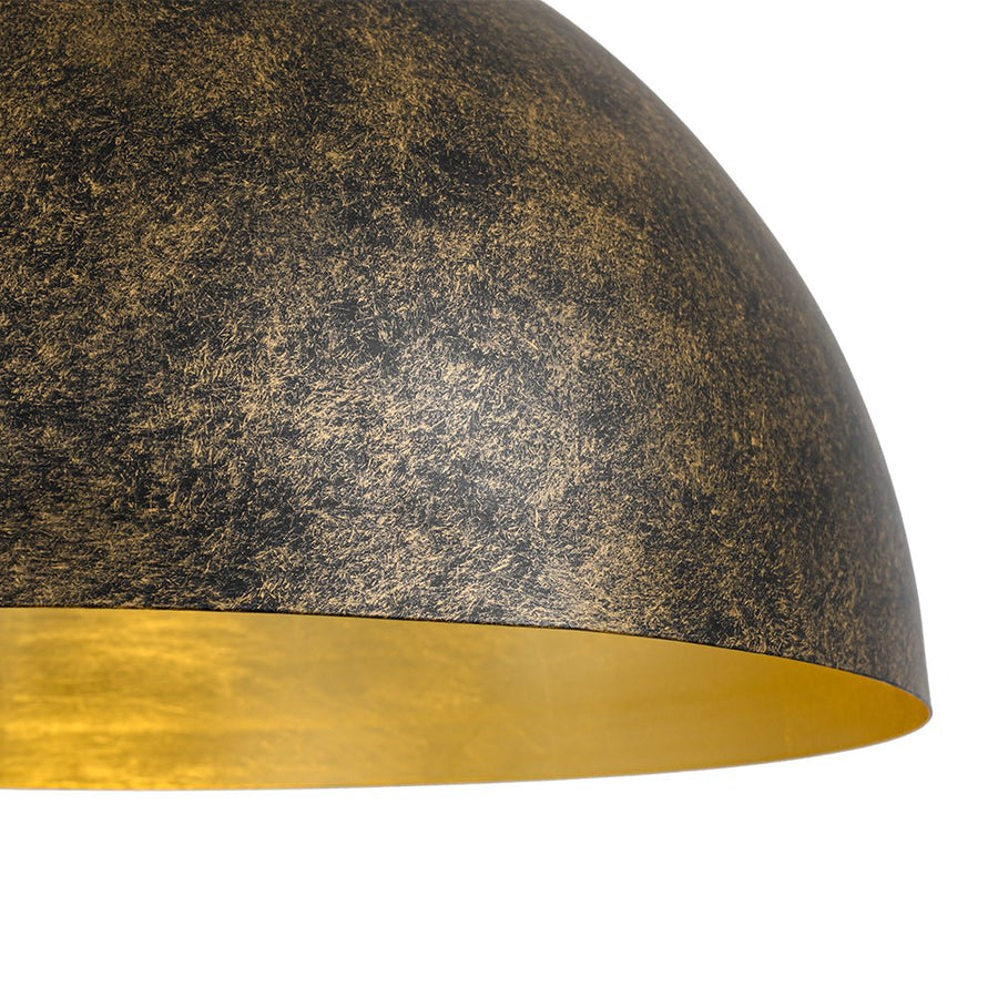 Farmhouze Light - Vintage Distressed Brown Oversized Metal Dome Pendant - Chandelier - 15in - 