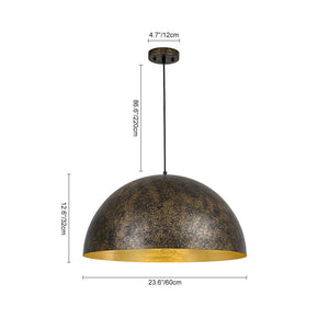 Farmhouze Light - Vintage Distressed Brown Oversized Metal Dome Pendant - Chandelier - 23in - 